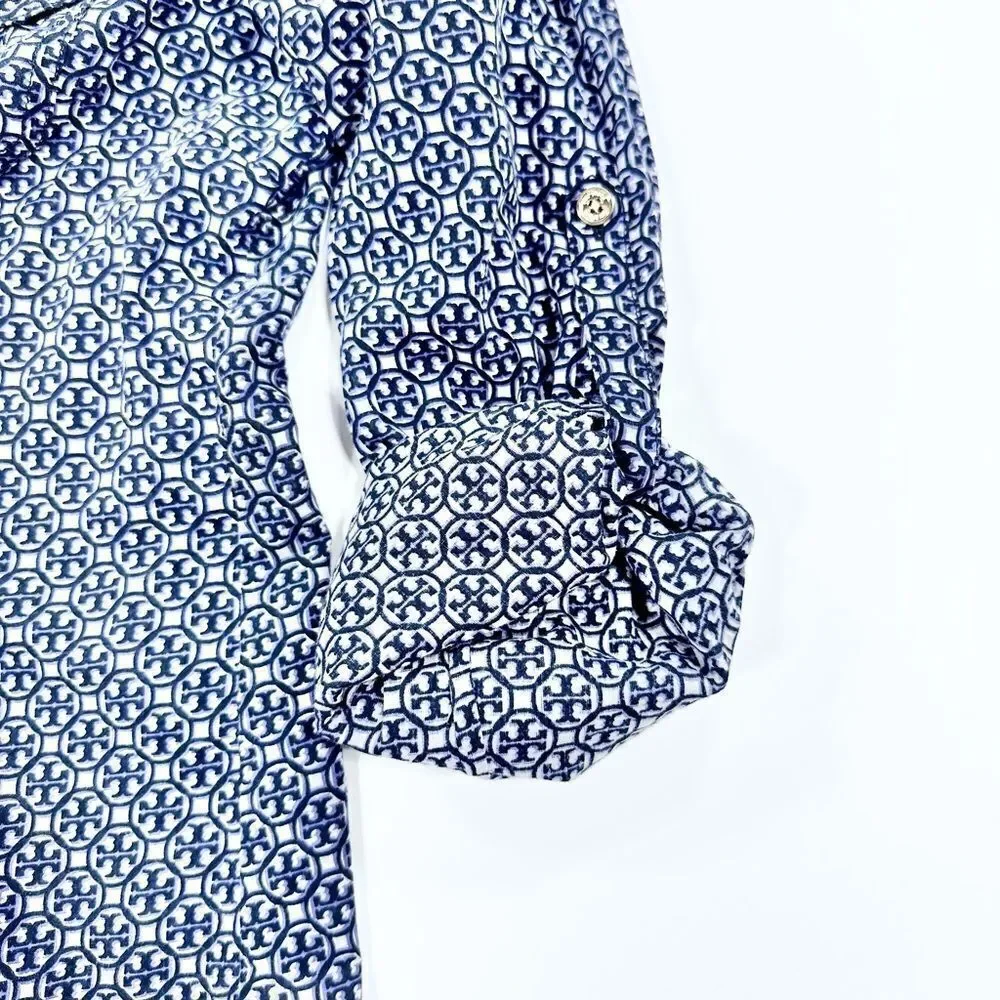 Tory Burch lightweight sheer pattern button down blouse M - Picture 4 of 13